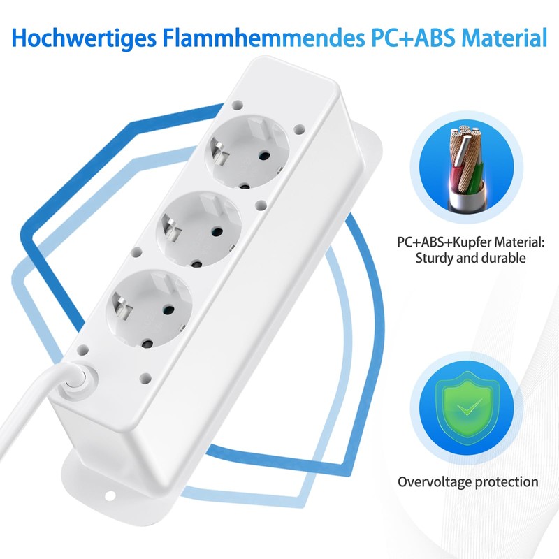 Retractable Socket 6 Compartments, Built-in Power Strip with 4 USB,