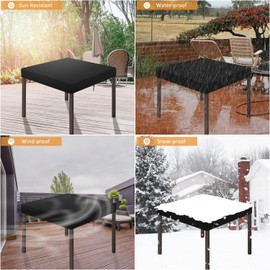 Dokon Square Garden Table Top Covers Waterproof Outdoor Table Cover Heavy Duty 600D Oxford Fabric Windproof Anti-UV Garden Furniture Covers, Patio Furniture Top Cover (90x90x10cm) - Black