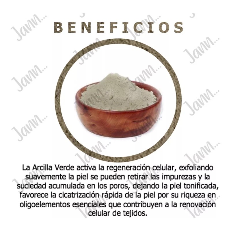 JANN Arcilla Verde Para Regeneración Celular Y Piel Grasa, 500g