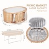 Zettfuly Picnic Basket Set for 4 - Wicker Insulated Picnic