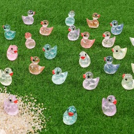 240Pcs Mini Resin Ducks Bulk, Luminous Tiny Duck Figurines for Miniature Dollhouse Decor, Fairy Garden, Aquarium Landscape, DIY Crafts, Party Favors, Hide & Seek Game, Classroom Activities