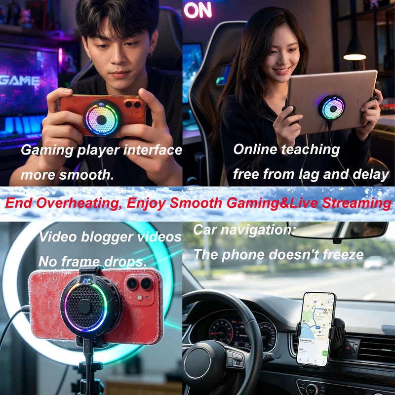 Magnetic Cell Phone Cooler for Gaming, 24W Cellphone Cooling Fan