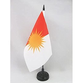 YAZIDISM TABLE FLAG 5'' x 8'' - YAZIDIS - YEZIDI DESK FLAG 21 x 14 cm - Black plastic stick and base - AZ FLAG