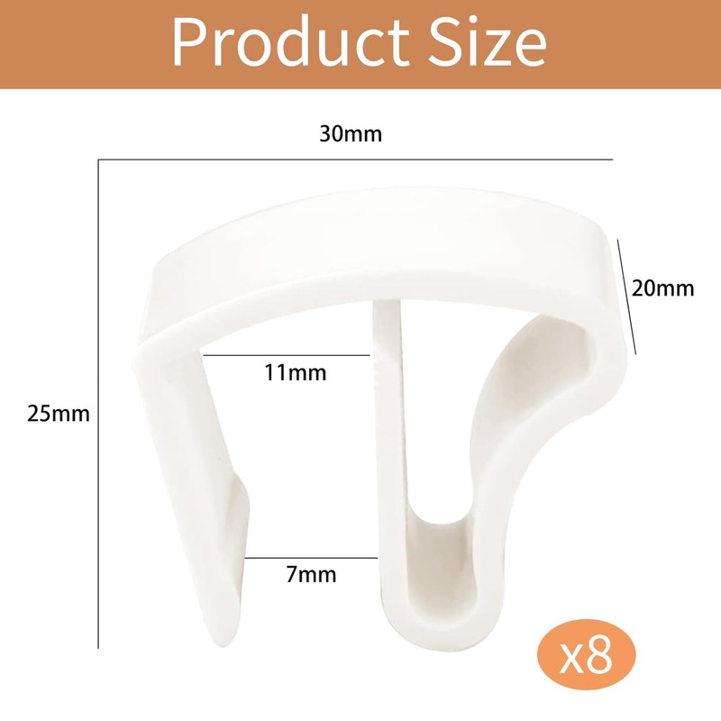 Pack of 8 clamp holders for blinds windows, no drilling,