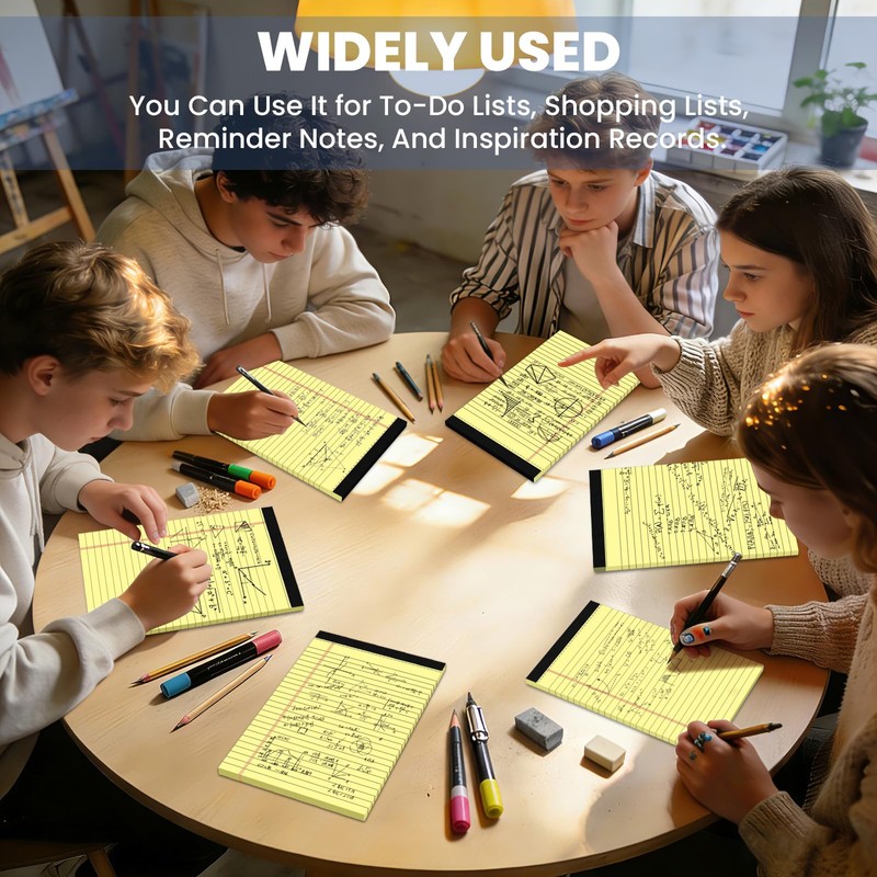 Ciphyfee 6pcs Small Note Pads, Yellow Notepads 5x8 College Ruled