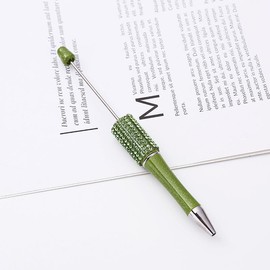 7 Pens Rhinestone Beadable Pens WHOLESALE BULK Beaded Ballpoint Pen 1.0mm Medium Suitable for DIY with Beads and Focals Ships from California:_9 Green 1E_7 PCS