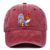 Red Rooster Hat for Men Women Embroidered Chicken Denim Baseball