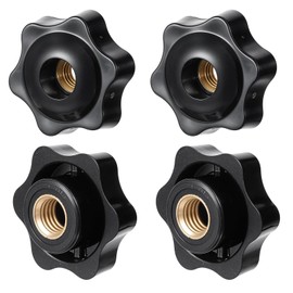 Set of 4 Star Grip Nuts M8, Star Nuts, Black Star Shape Head Clamping Nut, Thumb Screw with Internal Thread