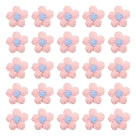 PATIKIL 36 Pcs Crochet Flowers Appliques Embellishments for DIY Hair Clothes Party Craft Decor, Cherry Pink/Water Blue