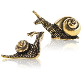 2pcs Snail Statue - Mini Retro Copper Brass Figurine Sculpture - Outdoor Pond Garden Home Decor, Snail
