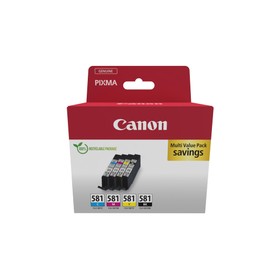 Canon CLI-581 C M Y BK Vorteilspack 4 Tintenpatronen (Schwarz, Cyan, Magenta, Gelb) Original [Umweltfreundliche Recycle-Kartonverpackung 2024]