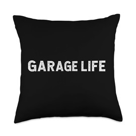 I Can't Leave the Garage Man Woman Husband Wife Garage Life Car Mechanics Father's Day Birthday Gift Idea Throw Pillow, 18x18, Multicolor