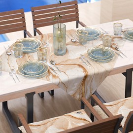 PETTI Artigiani Italiani - Modern Tablecloth with Marble Effect, Beige, Table Cloth for the Kitchen, 90 x 90 cm, 100% Made in Italy