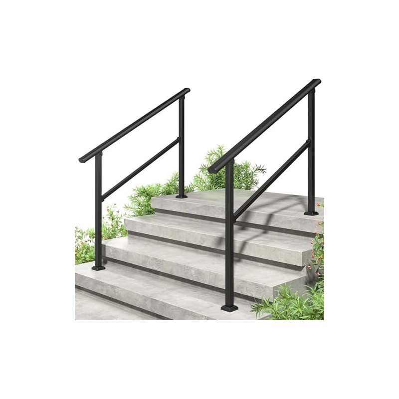 2 Pack 4 Step Hand Rails for Outdoor Steps,Railings for