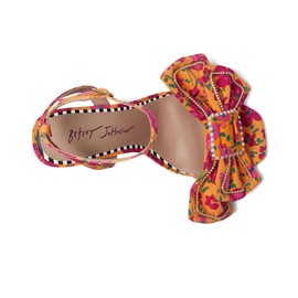 Betsey Johnson Women's Denly Heeled Sandal, Orange Floral, 11