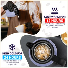 WYHVAND 34Oz Thermal Coffee Carafe for Hot/Cold, Stainless Steel Thermos Carafes for Hot Liquids, Dustproof Insulated Hot Water Carafe for Party/Home,Violet