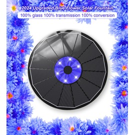 SZMP Solar Fountain Pump 3.5W Bird Bath Fountains with 2024 Upgraded Blue Flower, Glass Panel Solar Fountain with 7 Nozzle & 4 Fixer, Solar Powered Water Fountain for Garden, Pool, Outdoor (White)