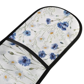 QwThum Oven Mitts Pot Holder High Heat Resistant Double Kitchen Oven Mitt Soft Cotton Lining Hot Pads Thick Gloves for Cooking Banquet BBQ Thanksgiving Daisy White