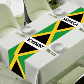 Jamaican Table Runner Party Supplies - Jamaican Independence Day Desk Decor Jamaican Baby Shower or Birthday Party Kitchen Dining Polyester, 1 Foot by 6 Feet