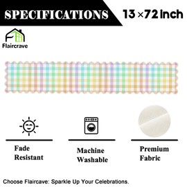 Easter Buffalo Plaid Table Runner Farmhouse Gingham Kitchen Dining Table Centerpiece Pastel Spring Summer Checkered Decor Happy Easter Decorations for Home Party-72 Inches Long