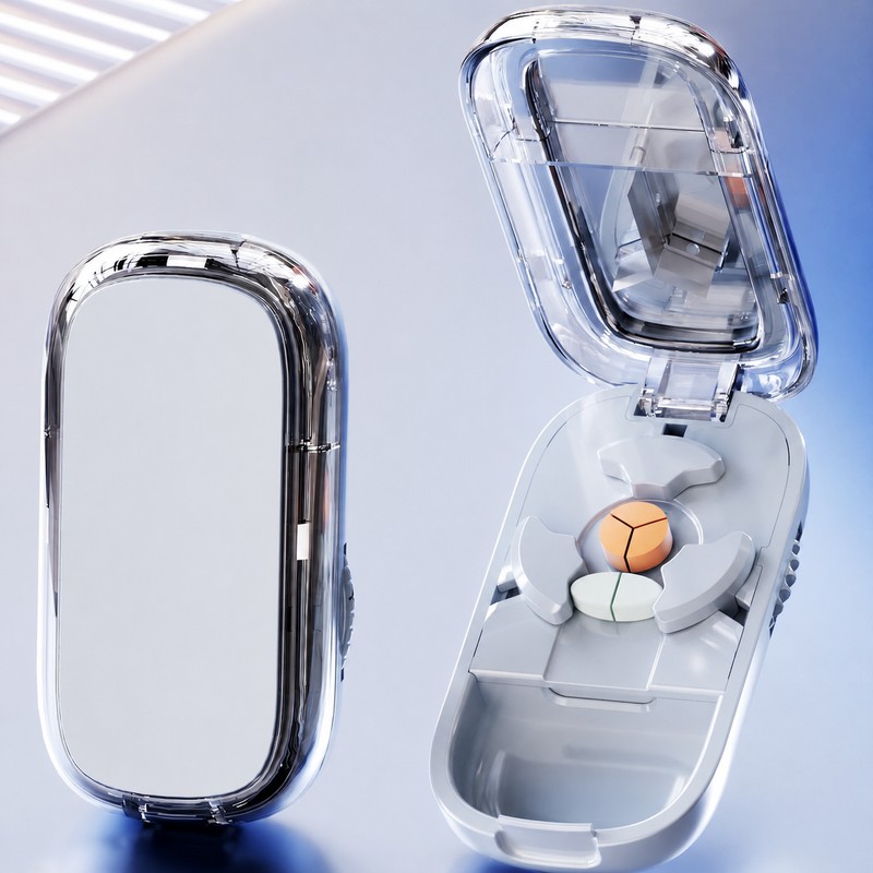 Portable Pill Cutter and Organizer for Travel – 1/2, 1/3,