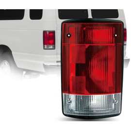 Replacement for Ford E-150 E-250 E-350 Super Duty, E-150, E-250, Excursion, 2004-2014 DOT/SAE Compliant, Halogen Tail Light Assembly With Bulbs, Left/Driver Side, 5C2Z 13405 AA / FO2800190