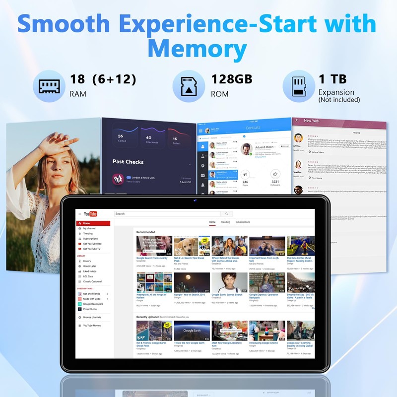 Aobante 10 Inch Tablet, Android 15 Tablets with 18GB RAM+128GB