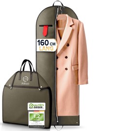 FiRiO 1 x Premium Garment Bag Long 160 cm - 50% Thicker Material - Foldable Garment Bag Travel Bag for Coat, Jacket & Co - Business Suit Bag - Breathable Garment Bags for Travel & Storage
