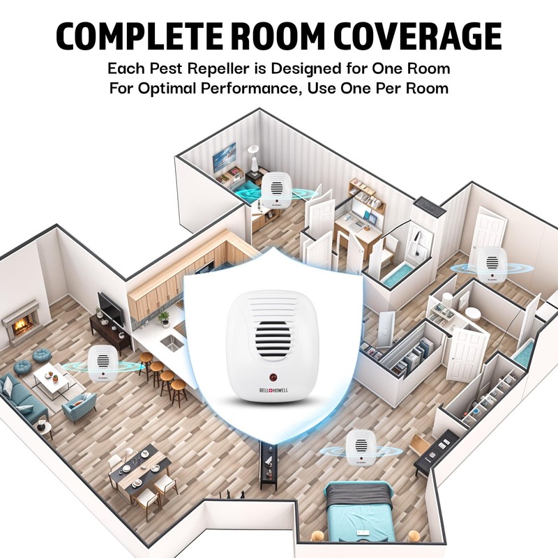Bell+Howell Upgraded 2025 Ultrasonic Pest Repeller Indoor 4 Pk, Mice