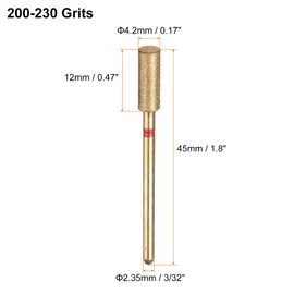 sourcing map 5pcs 200-230 Grits Diamond Grinding Bit 4.2mm Cylindrical Ball Head 2.35mm Shank 12mm Length Titanium Plated Stone Sanding Drill Bits Rotary Tool for Nails Grinding Polishing
