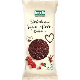Byodo Bio Schoko-Reiswaffeln Zartbitter 65g, 6er-Pack - Extra knusprige Vollkornreiswaffel mit feinherber Zartbitterschokolade, Glutenfrei & Vegan, Knusprig frisch verpackt
