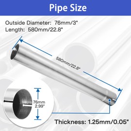 YRAG-PART 3 Inch Exhaust Pipe 304 Stainless Steel Pipe,Universal Exhaust Tube, 3 inch Exhaust Pipe (2PCS)