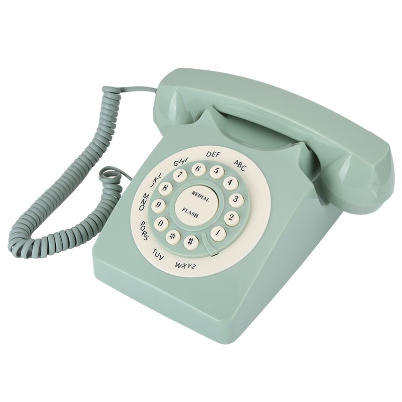 Antique European Vintag Landline Telephone Green High Definition Call Large