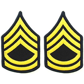 Army Service Uniform Sew On Rank Gold and Blue (Large, Sergeant First Class)