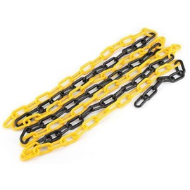 Edinstry 6mm x 12.5M Plastic Chain Barrier for Crowd Control, Traffic, Queuing Line, Warning Safety Parking Space Plastic Chain Warning Chain (Yellow Black)
