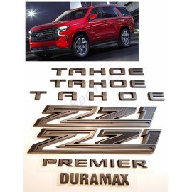 GM Auto 7PCS Matte Black Tahoe Premier Duramax Fender Z71 Emblems Badges For 2021+ Tahoe
