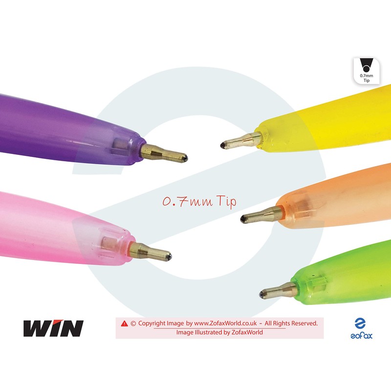 WIN 10 x 0.7mm Fine Tip NeoTech BLUE Ballpoint Pens