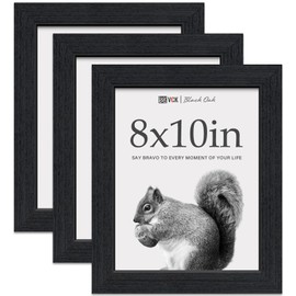 VCK 8x10 Picture Frame Set of 3 - Black Oak, Natural Textured Exclusive Wood Picture Frame, Table Display or Wall Hanging