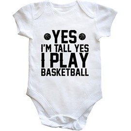 Hippowarehouse Yes I'm tall yes I play basketball baby vest bodysuit (short sleeve) boys girls