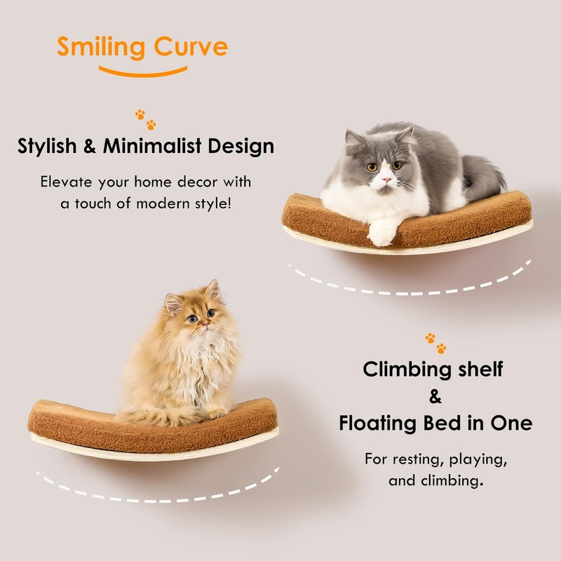 COOLEX Curved Cat Wall Shelves and Perches, Floating Cat Wall