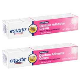 EQUATE **2 PACK** Equate Super Hold Denture Adhesive Cream 2.4 oz Tubes (4.8oz Total)