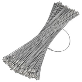 Uniclife 13/26cm Wire Keychain Cable Large Stainless Steel for Outdoor Hiking Heavy Duty Linkable Luggage Tag Holder for Sports and Travel, 20 Pieces, Silver/26 cm/100 Pieces