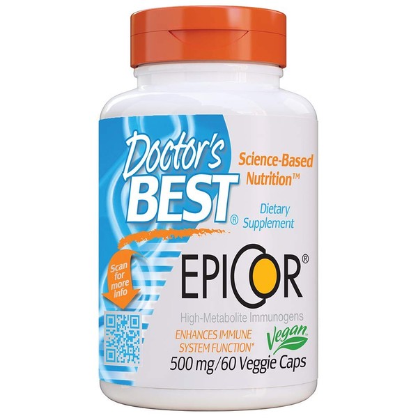 Doctor's Best Epicor, Immune Health Defense, Non-GMO, Vegan, Gluten Free, 500 Mg, 60 VC (DRB-00177)