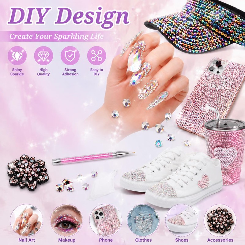 Rhinestones for Bedazzling Kit, 40000Pcs Multi-Color 3mm Resin Flatback Gems