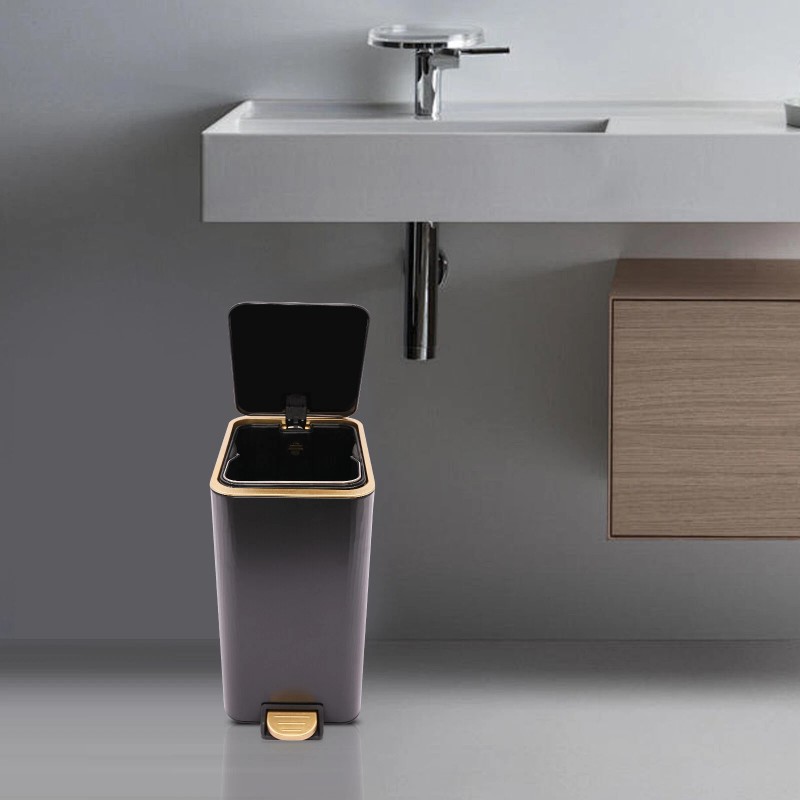 12L Bathroom Trash Can Carbon Steel Step On Kitchen Garbage