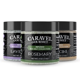 Seasoning Salt Gift Pack, Rosemary, Porcini and Lavender Sea Salt, 4 oz Jar 3-Pack, Caravel Gourmet