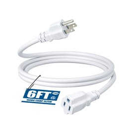 DEWENWILS Extension Cord 6 FT, 3 Prong Waterproof Extension Cable for Lights, Indoor Outdoor Appliances, 16/3 SJTW, White, ETL Listed, 1 Pack