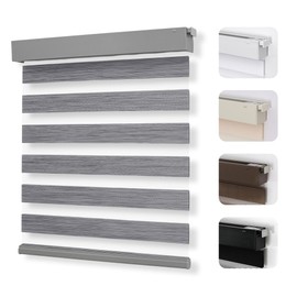 Joydeco No Drill Zebra Blinds 2025 Version, 35" W x 75" H, Grey