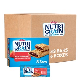 Nutri Grain Nutri-Grain Soft Baked Breakfast Bars, Made with Whole Grains, Kids Snacks, Strawberry (6 Boxes, 48 Count)