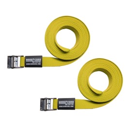 Straps & Buckles - Cinch Tie Down CAM Cargo Utility Lashing Straps - 1" Wide Heavy Duty Webbing (168" CAM - 2 PK, Yellow)